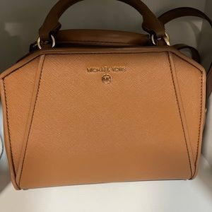 MK CLEO SMALL SAFFIANO LEATHER SATCHEL